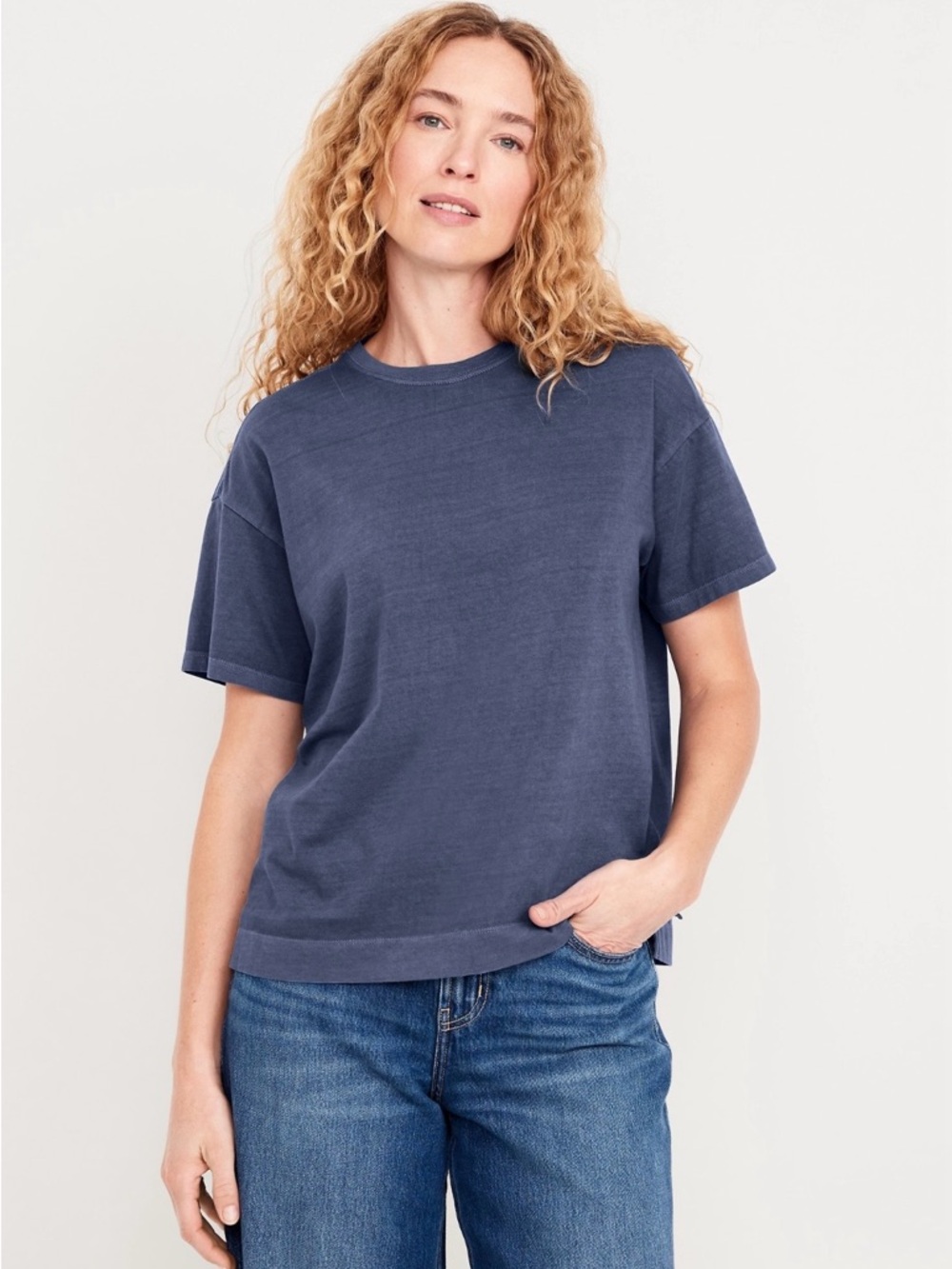 Women’s Vintage Crew Neck Tshirt, XL, Volcanic Glass Blue
